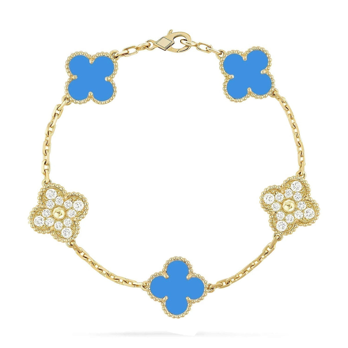 [Glimmer] CLOVER 5 MOTIF BLUE AGATE BRACELET COLLECTION