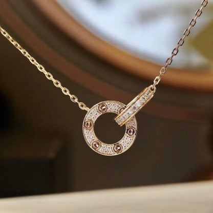 [Glimmer]LOVE 7.6MM NECKLACE Glimmer GOLD AND SILVER  FULL DIAMOND