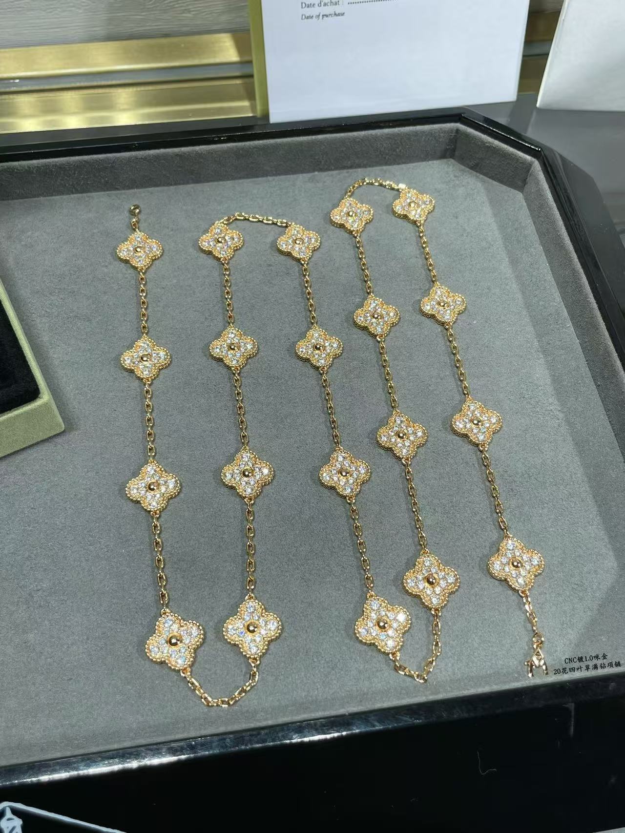 [Glimmer]CLOVER 20 MOTIFS FULL-DIAMOND NECKLACE