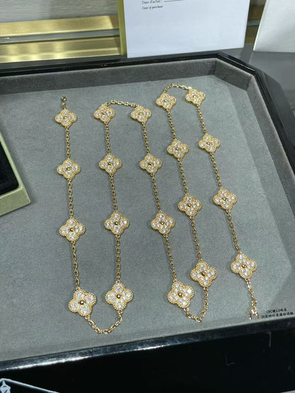 [Glimmer]CLOVER 20 MOTIFS FULL-DIAMOND NECKLACE