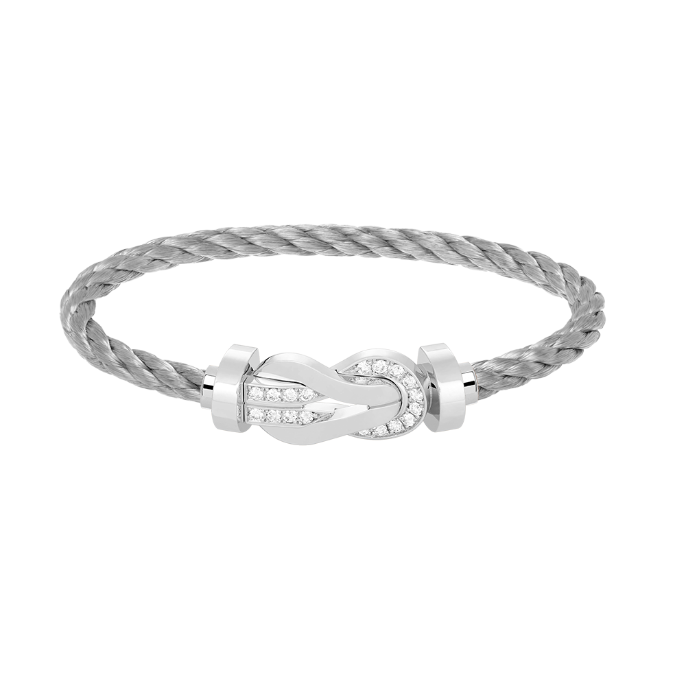 [Glimmer]CHANCE LARGE 8 FIGURE BUCKLE HALF DIAMOND BRACELET SILVER