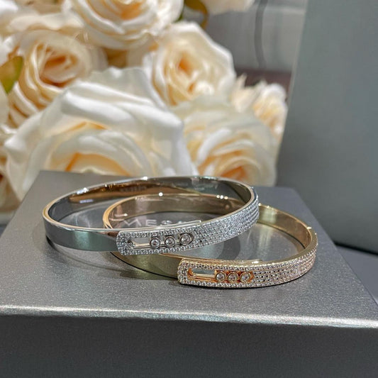 [Glimmer]Move Noa Rose Gold Pavé Diamond Bangle Bracelet