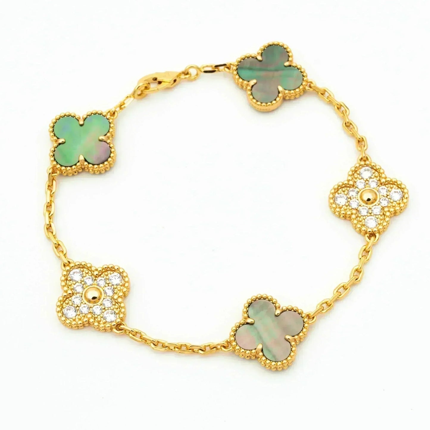[Glimmer] CLOVER 5 MOTIF GRAY MOP BRACELET COLLECTION
