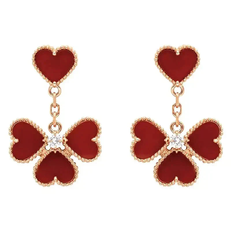 [Glimmer]SWEET CLOVER CARNELIAN EARRINGS
