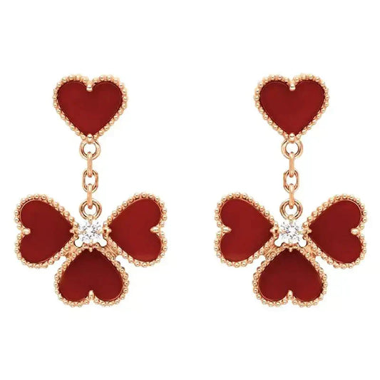 [Glimmer]SWEET CLOVER CARNELIAN EARRINGS
