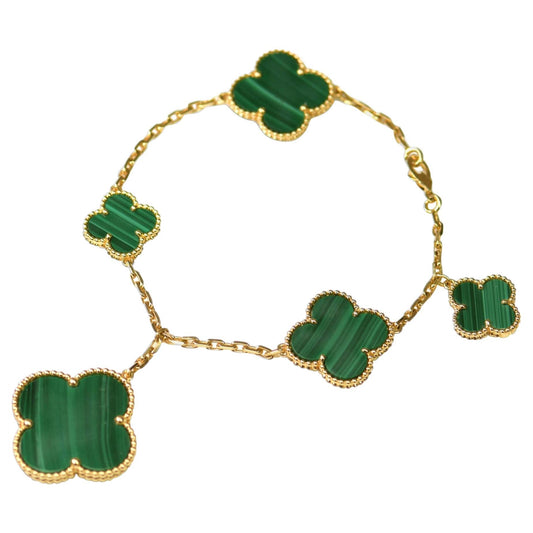 [Glimmer]MAGIC CLOVER MALACHITE GOLD BRACELET 5 MOTIFS