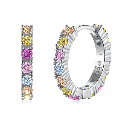 [Glimmer Jewelry]Radiant Colorful Round Cut Earrings