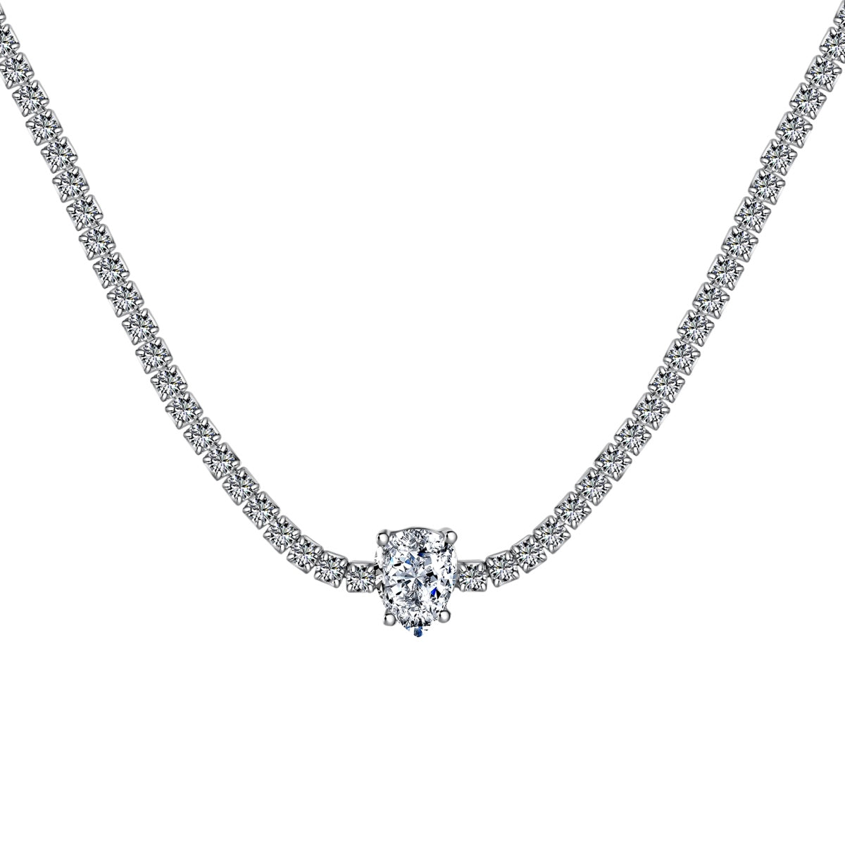 [Glimmer Jewelry]1.0 carat Unique Pear Cut Tennis Necklace