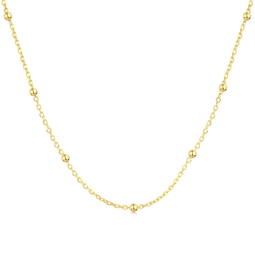 [Glimmer Jewelry]小粒ビーズ 鎖骨チェーン シンプルネックレス