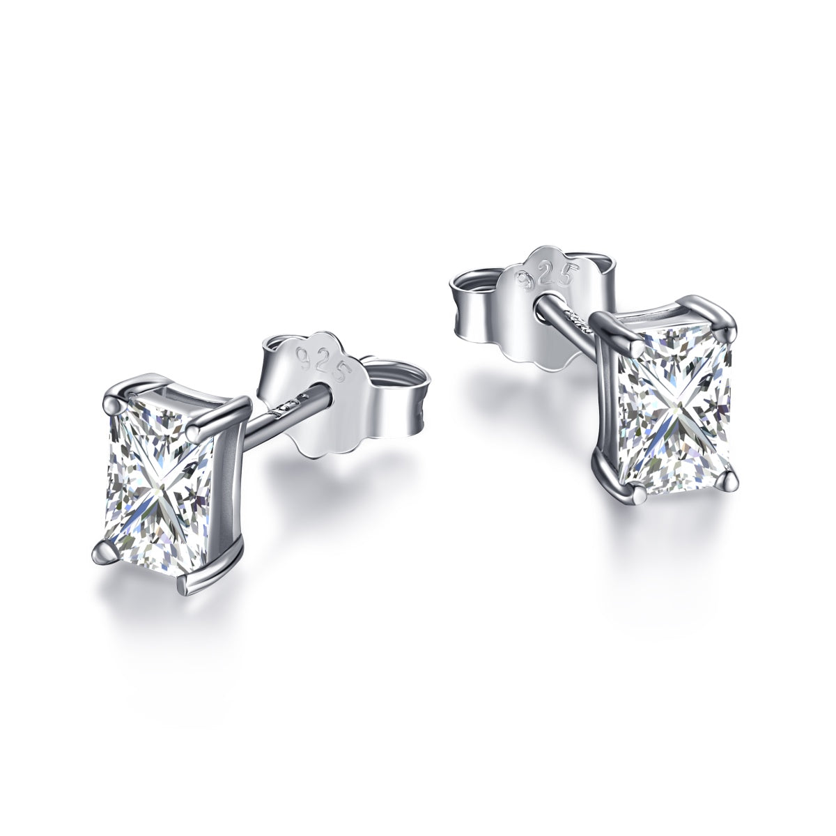 [Glimmer Jewelry]Stylish Shiny Rectangular Center Stone Stud Earrings