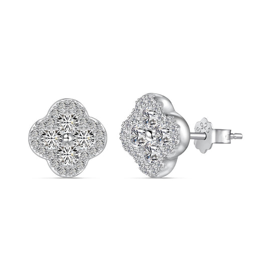 [Glimmer Jewelry]Four-Leaf Clover Flower Shaped Earrings