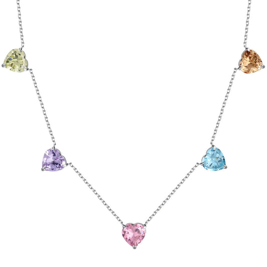 [Glimmer Jewelry]Sparkling Colorful Heart Cut Necklace