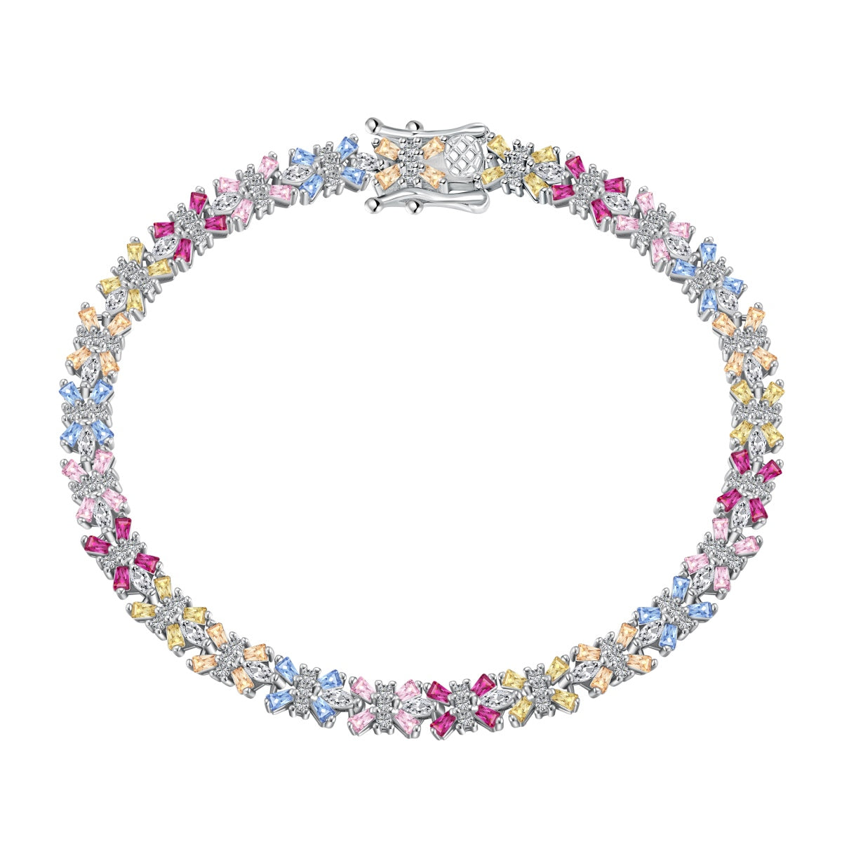 [Glimmer Jewelry]Radiant Colorful Emerald Cut Party Bracelet