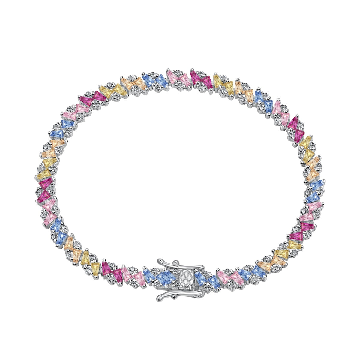 [Glimmer Jewelry]Ornate Sparkling Multi Cut Party Bracelet