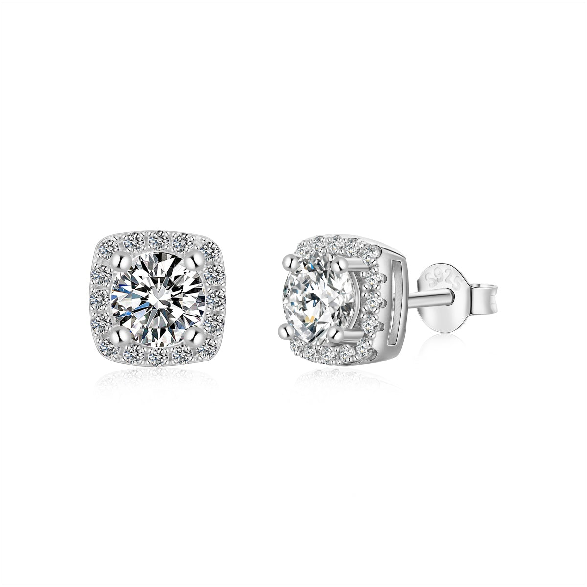 [Glimmer Jewelry]クラシックラウンドセンターストーンスタッドピアス