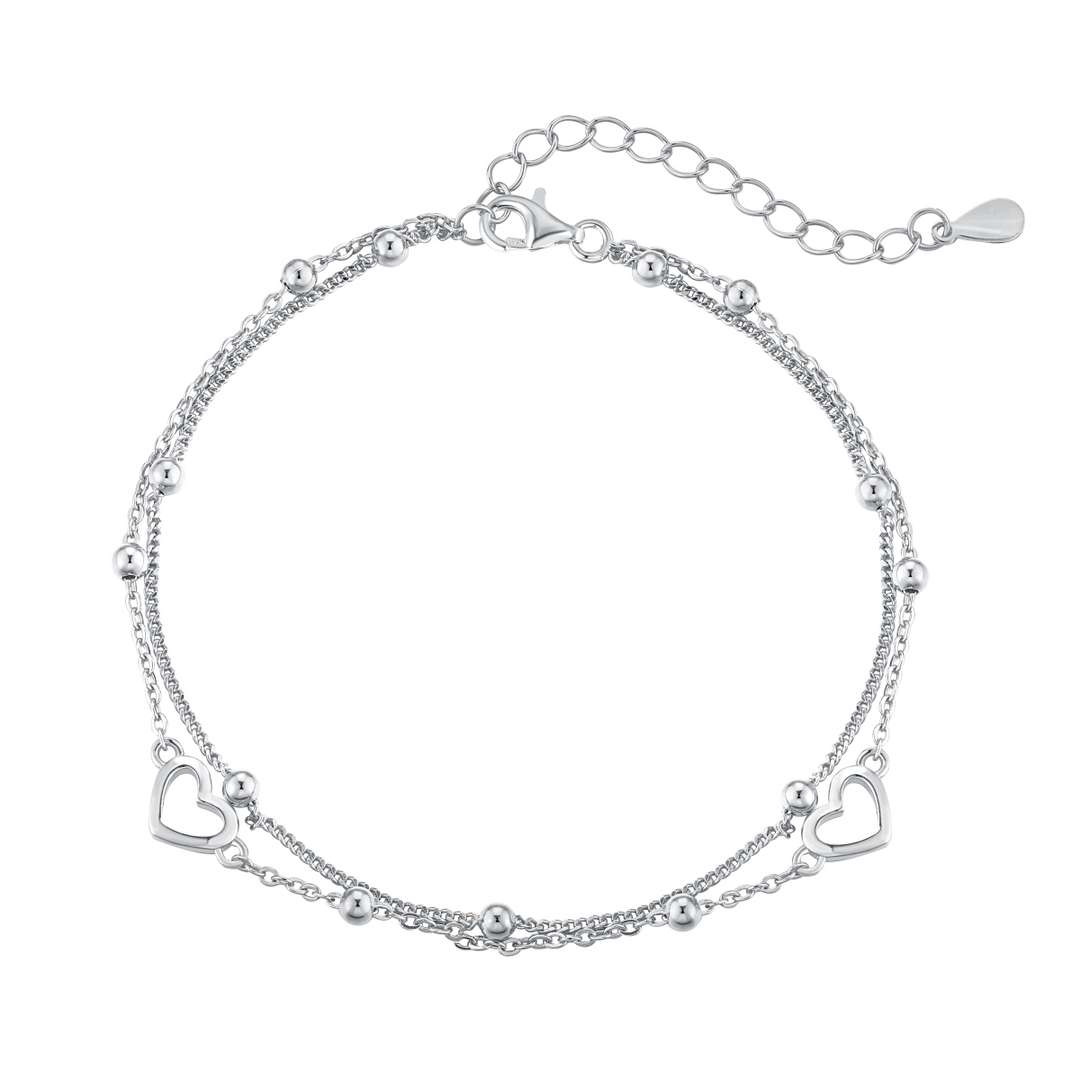 [Glimmer Jewelry]Dainty Double Layer Love Heart Bracelet