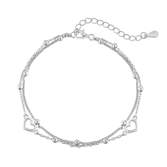 [Glimmer Jewelry]Dainty Double Layer Love Heart Bracelet