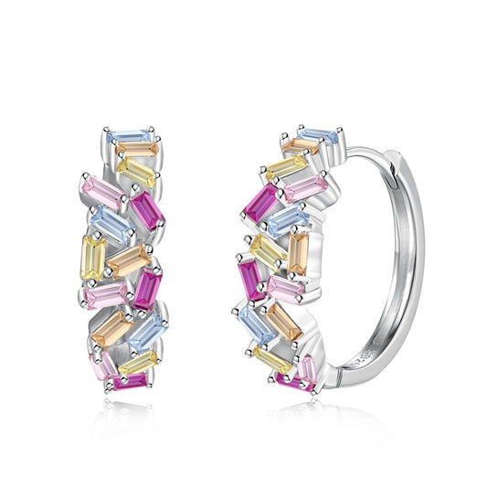 [Glimmer Jewelry]Dazzling Colorful Emerald Cut Daily Earrings