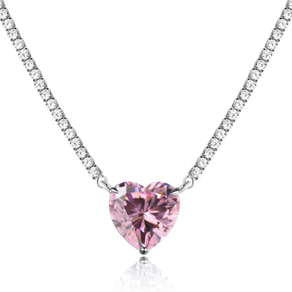 [Glimmer Jewelry]8.0カラット 多彩なカラー 甘いハート形テニスネックレス