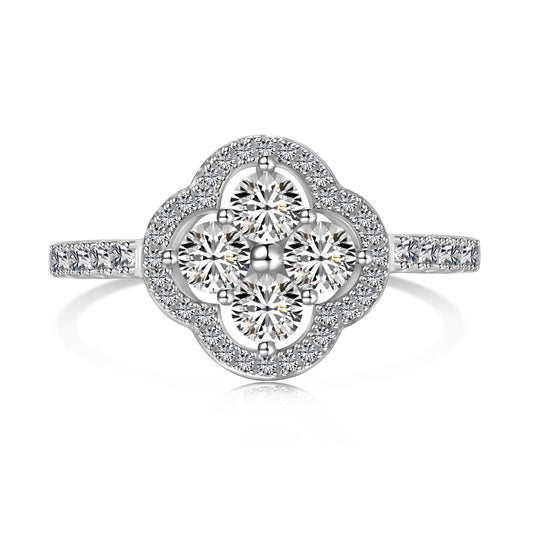 [Glimmer Jewelry]Four Leaf Clover Flower Design Ring