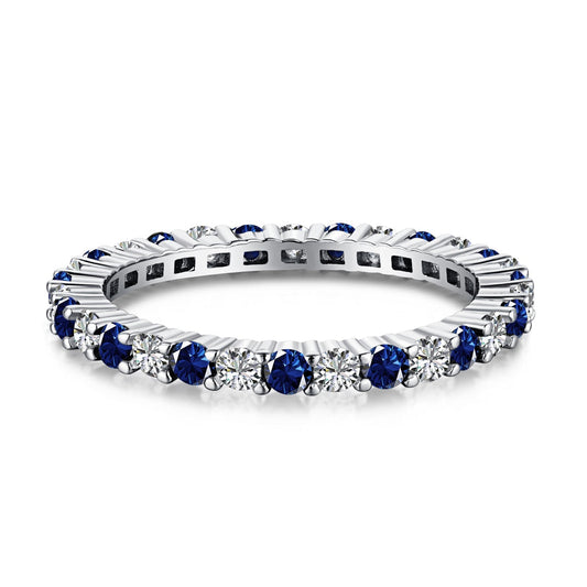 [Glimmer Jewelry]Exquisite Colorful Round Cut Tennis Ring