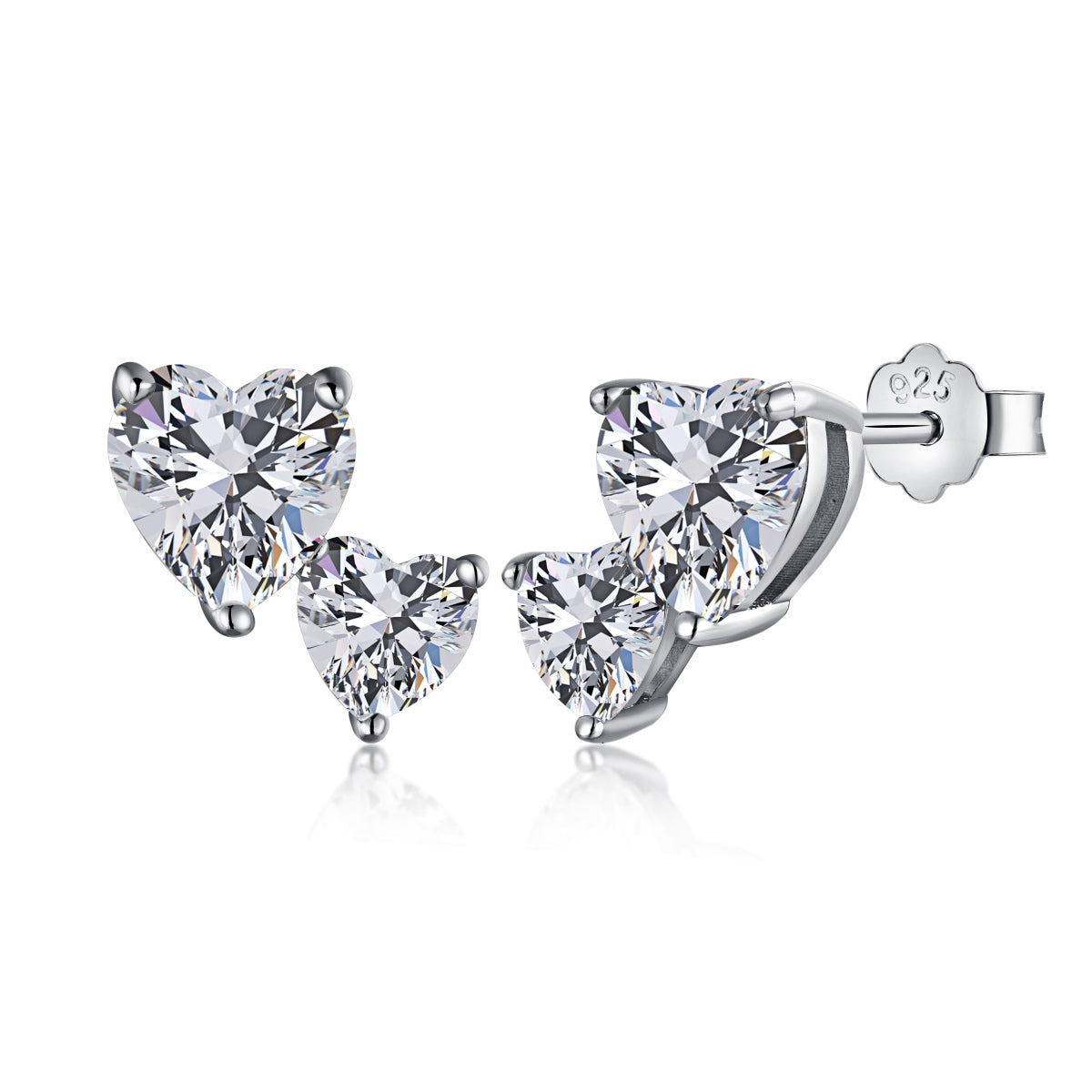 [Glimmer Jewelry]ダブルハート型クラシックプリンセススタイルイヤリング