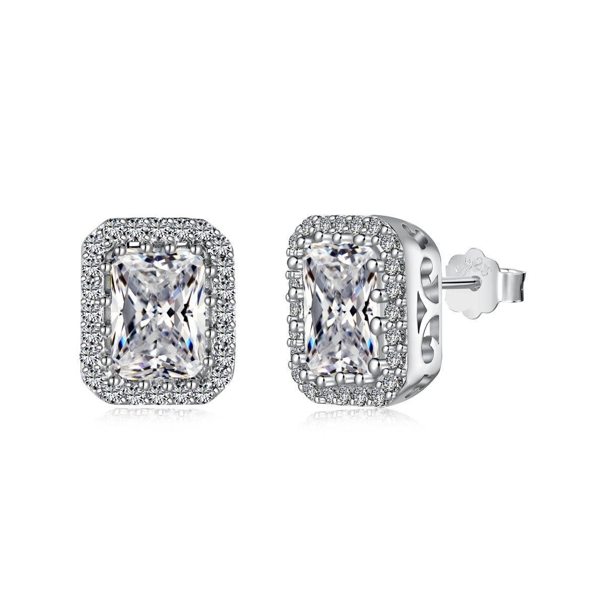 [Glimmer Jewelry]1.0 Carat Luxurious Dainty Emerald Cut Daily Earrings
