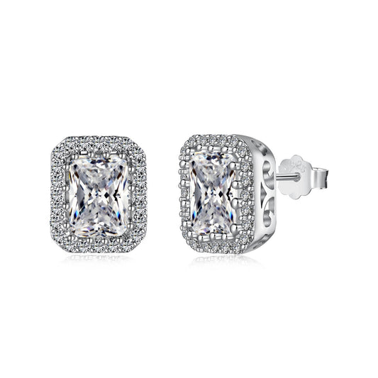 [Glimmer Jewelry]1.0 Carat Luxurious Dainty Emerald Cut Daily Earrings