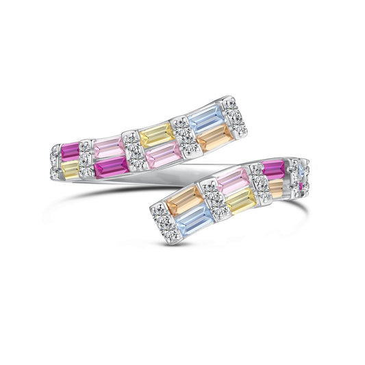 [Glimmer Jewelry]Charming Colorful Radiant Cut Adjustable Daily Ring