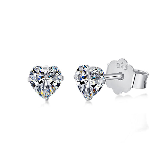 [Glimmer Jewelry]Sparkling Heart Shaped Simple Earrings