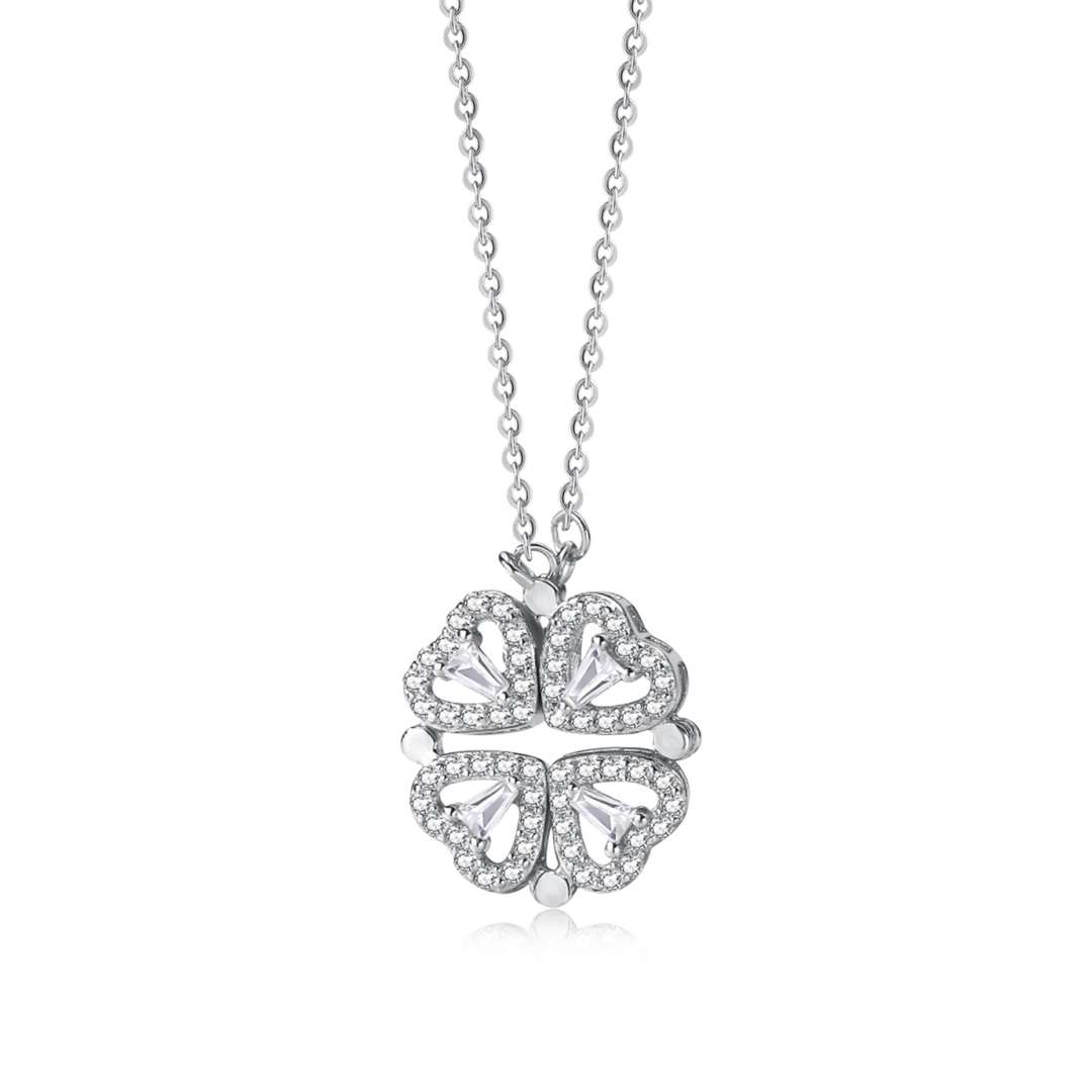 [Glimmer Jewelry]Ornate Heart Cut Flower Shape Necklace
