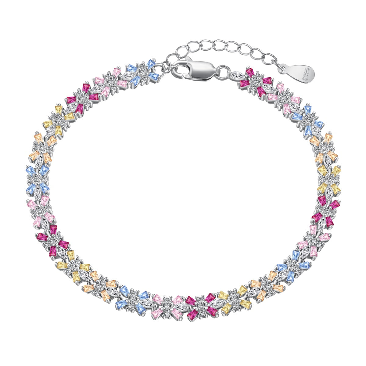 [Glimmer Jewelry]Radiant Colorful Emerald Cut Party Bracelet