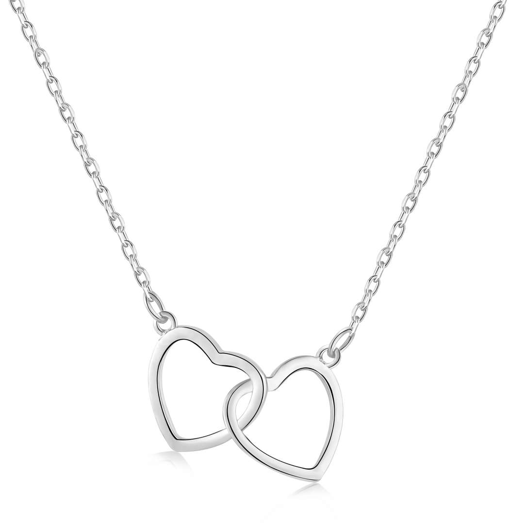 [Glimmer Jewelry]スターリングシルバーラブダブルリングネックレス