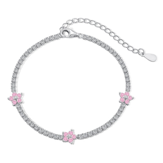 [Glimmer Jewelry]Sparkling Flower Shape Tennis Bracelet