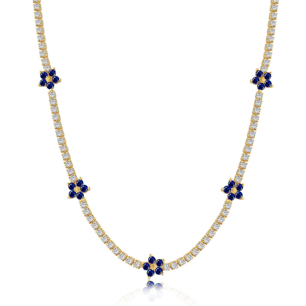 [Glimmer Jewelry]Luxurious Colorful Flower Tennis Necklace