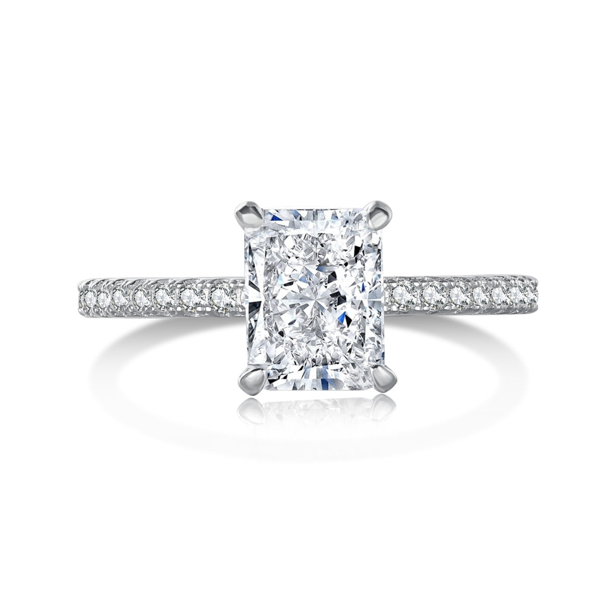 [Glimmer Jewelry]2.0 Carat Dazzling Sparkling Radiant Cut Party Ring