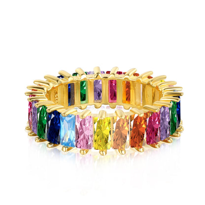 [Glimmer Jewelry]Unique Colorful Radiant Cut RIng