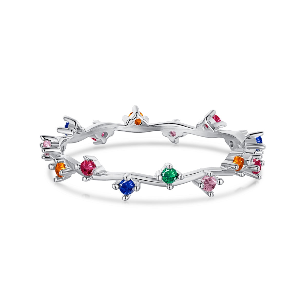 [Glimmer Jewelry]輝くカラフルなラウンドカットデイリーリング