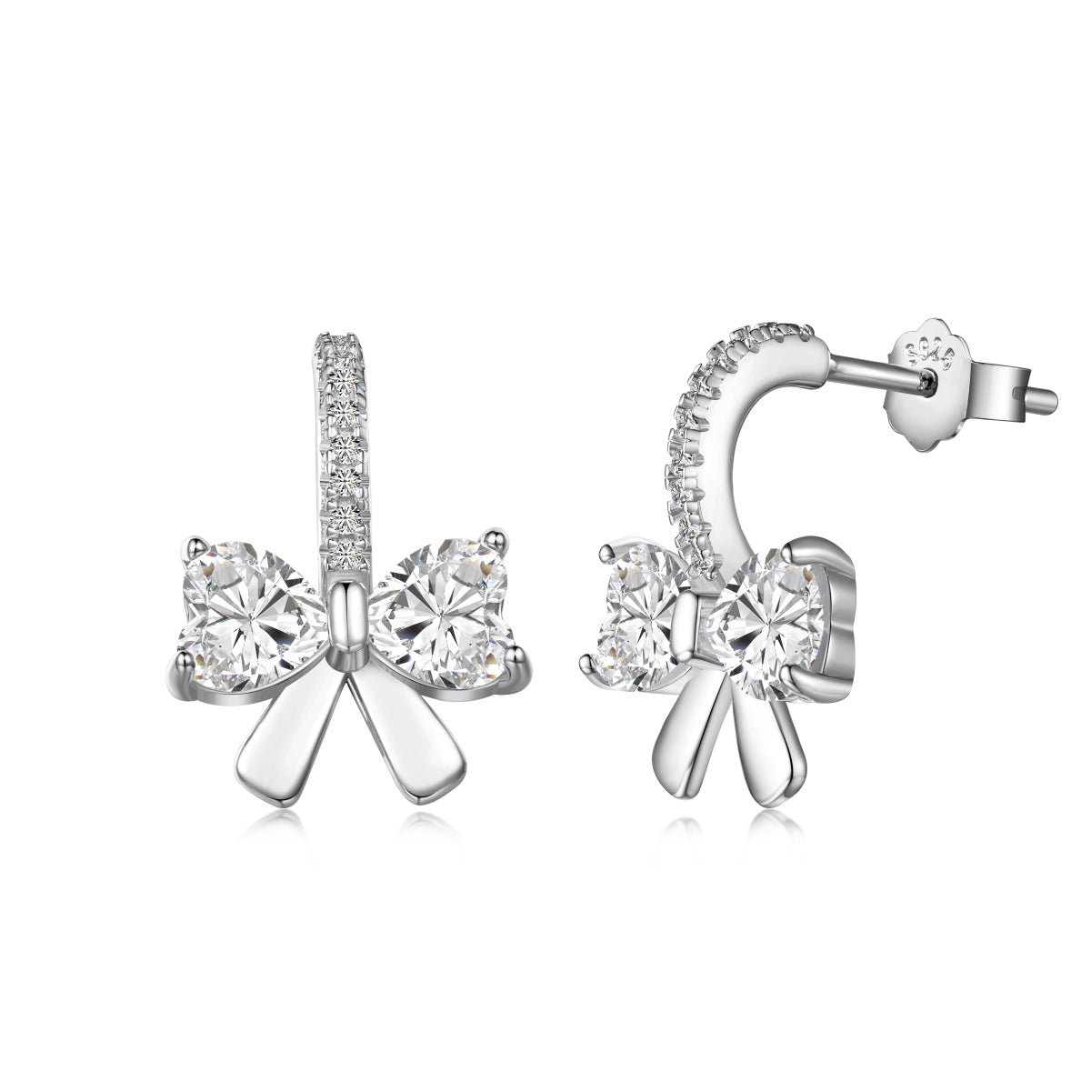 [Glimmer Jewelry]Exquisite Earrings With Heart-Shaped Bow Design