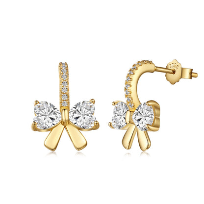 [Glimmer Jewelry]Exquisite Earrings With Heart-Shaped Bow Design