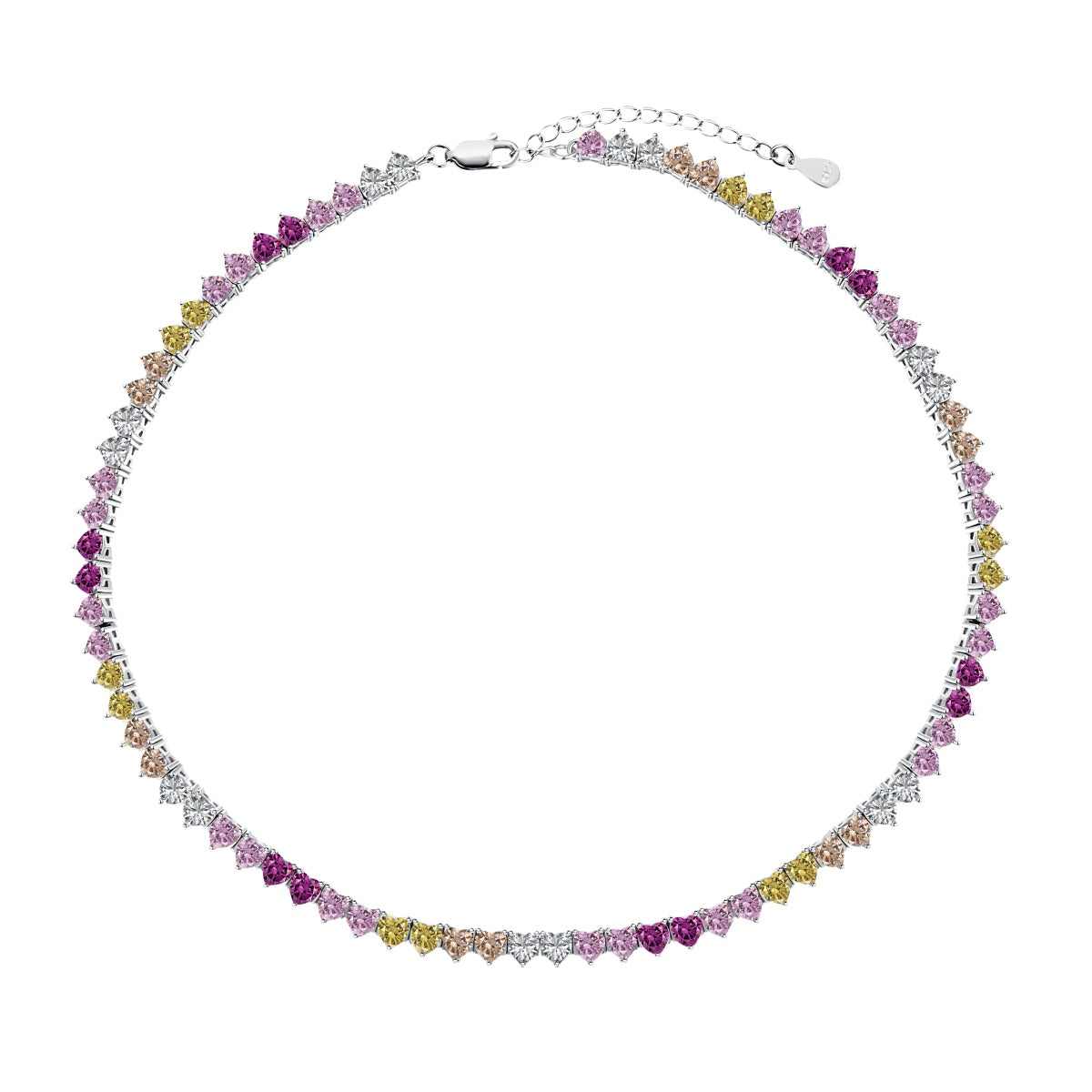 [Glimmer Jewelry]Sparkling Colorful Full Heart Tennis Necklace