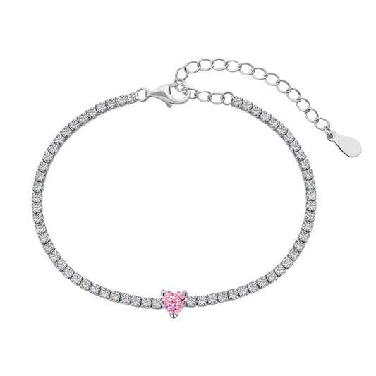 [Glimmer Jewelry]0.5 Carat Elegant Romantic Heart Shape Lover Bracelet