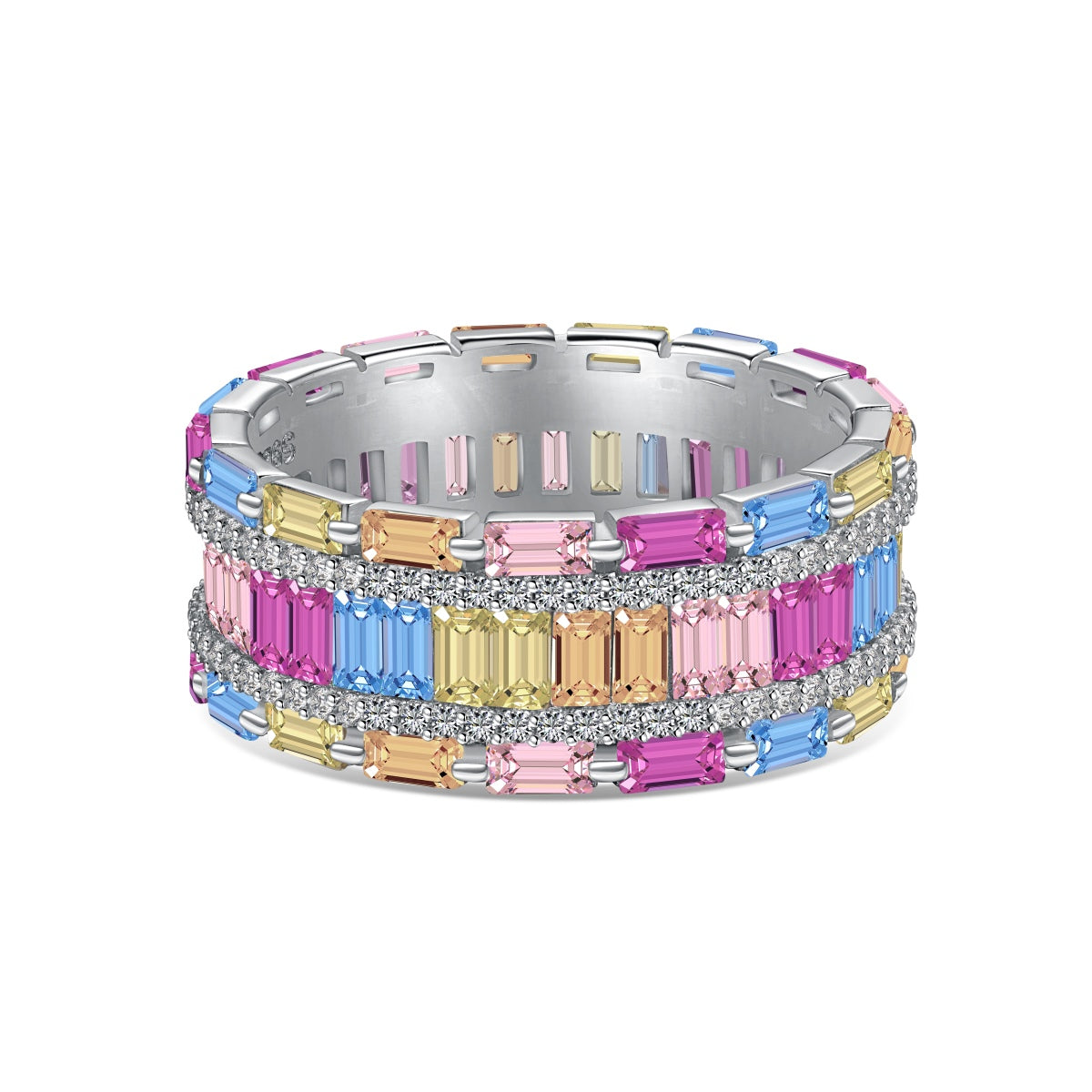 [Glimmer Jewelry]まばゆいカラフルなラディアントカットパーティリング
