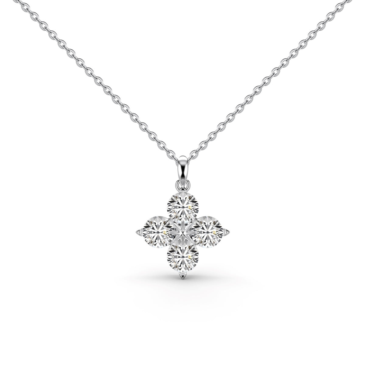 [Glimmer Jewelry]Four-Leaf Clover And Eight-Pointed Star Necklace