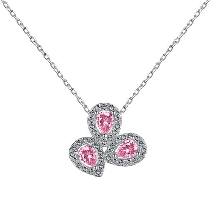 [Glimmer Jewelry]Elegant Flower Shape Pear Cut Necklace