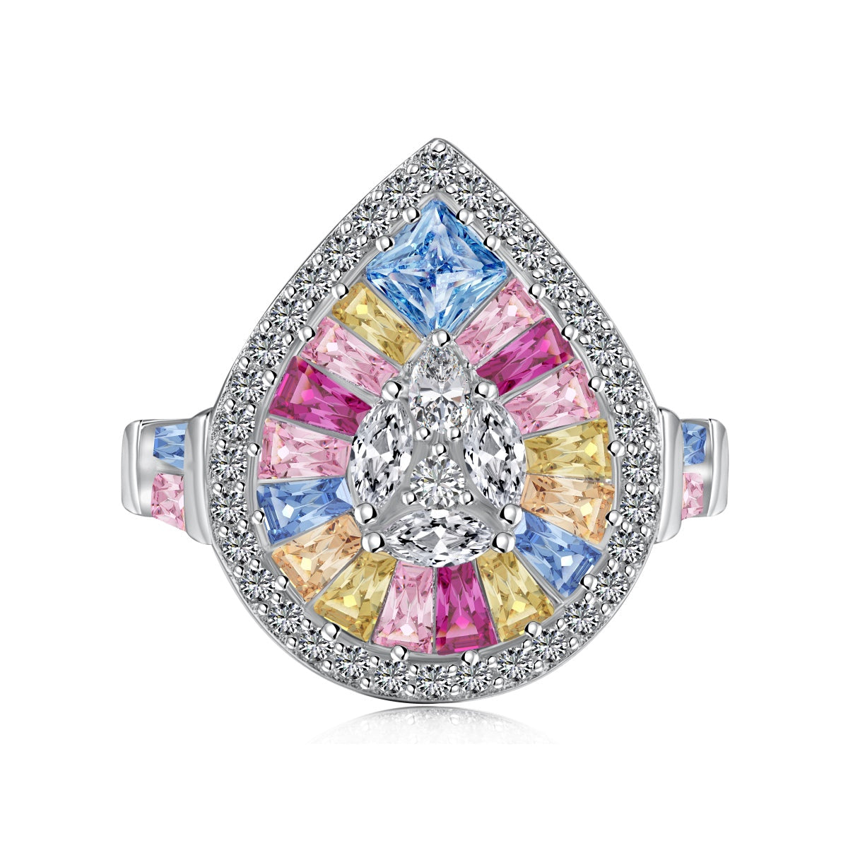 [Glimmer Jewelry]Elegant Colorful Water Drop Shape Banquet Ring