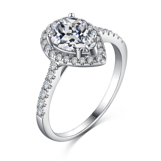 [Glimmer Jewelry]1.0 Carat Luxurious Resplendent Water Drop Shape Wedding Ring