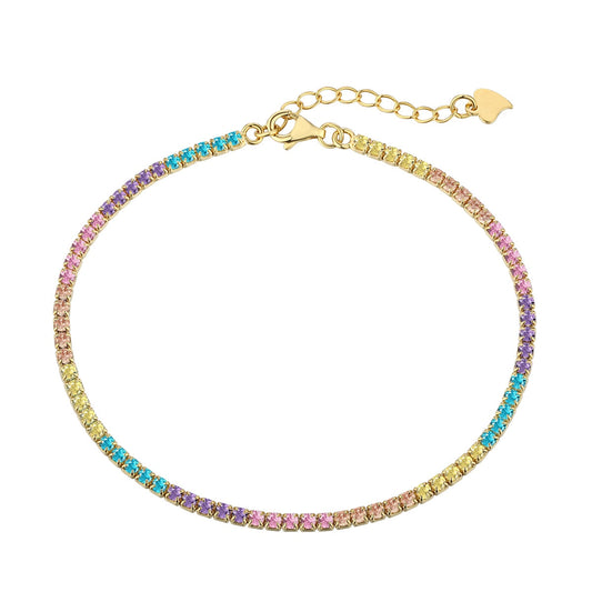 [Glimmer Jewelry]Dazzling Colorful Round Cut Daily Bracelet