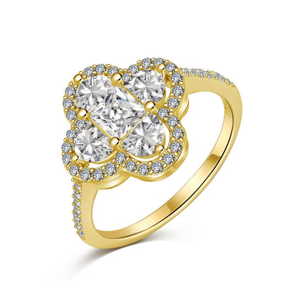[Glimmer Jewelry]Luxurious Eternity Flower Shape Banquet Ring