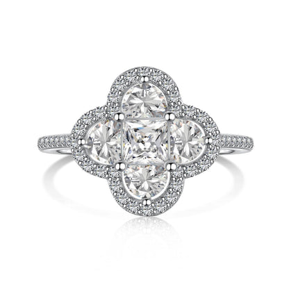 [Glimmer Jewelry]Luxurious Eternity Flower Shape Banquet Ring